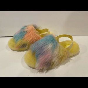 Ugg fluff yeah fur slippers yellow multi 5
